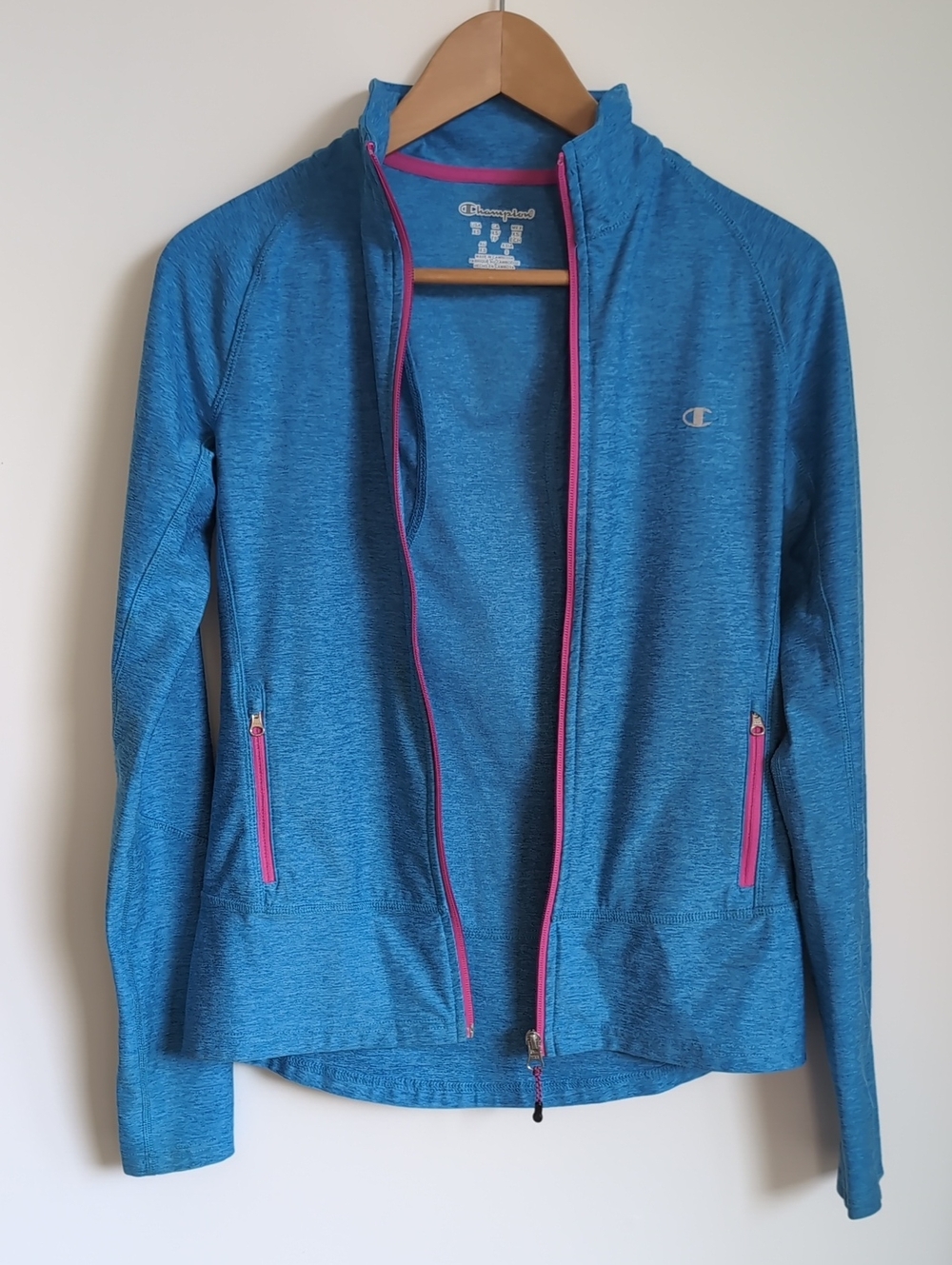 Champion Women's Blue Full-Zip Utility Jacket with Pink Trim